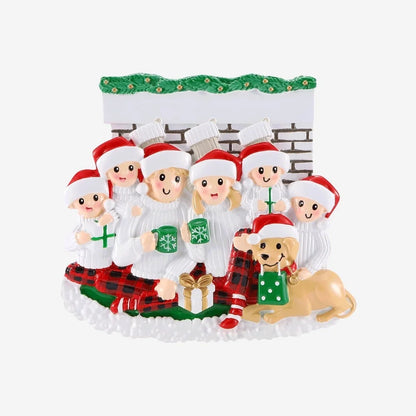 Fireplace Family of 6 Ornament