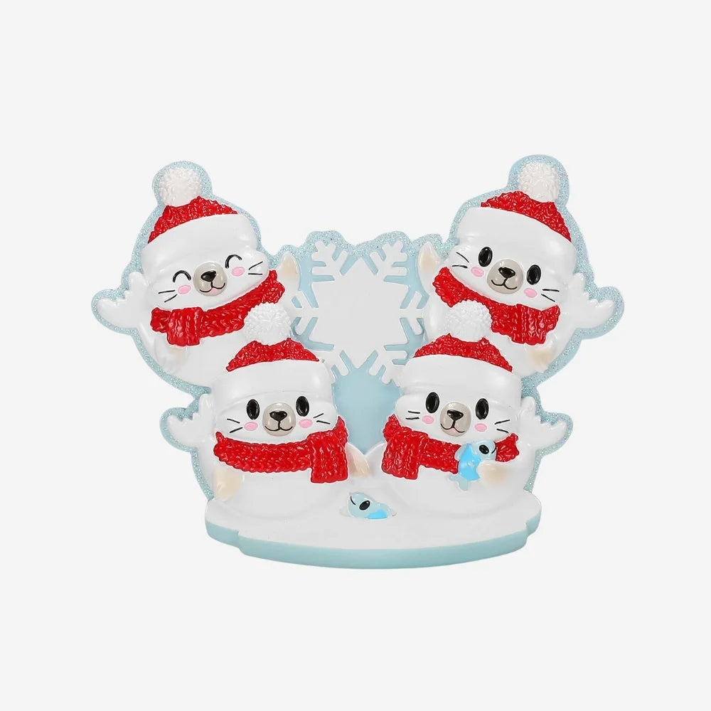 Arctic Seal Family of 4 Ornament