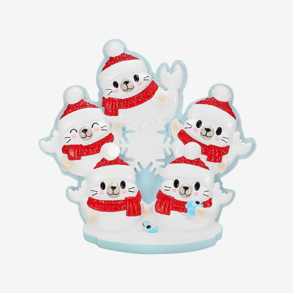 Arctic Seal Family of 5 Ornament