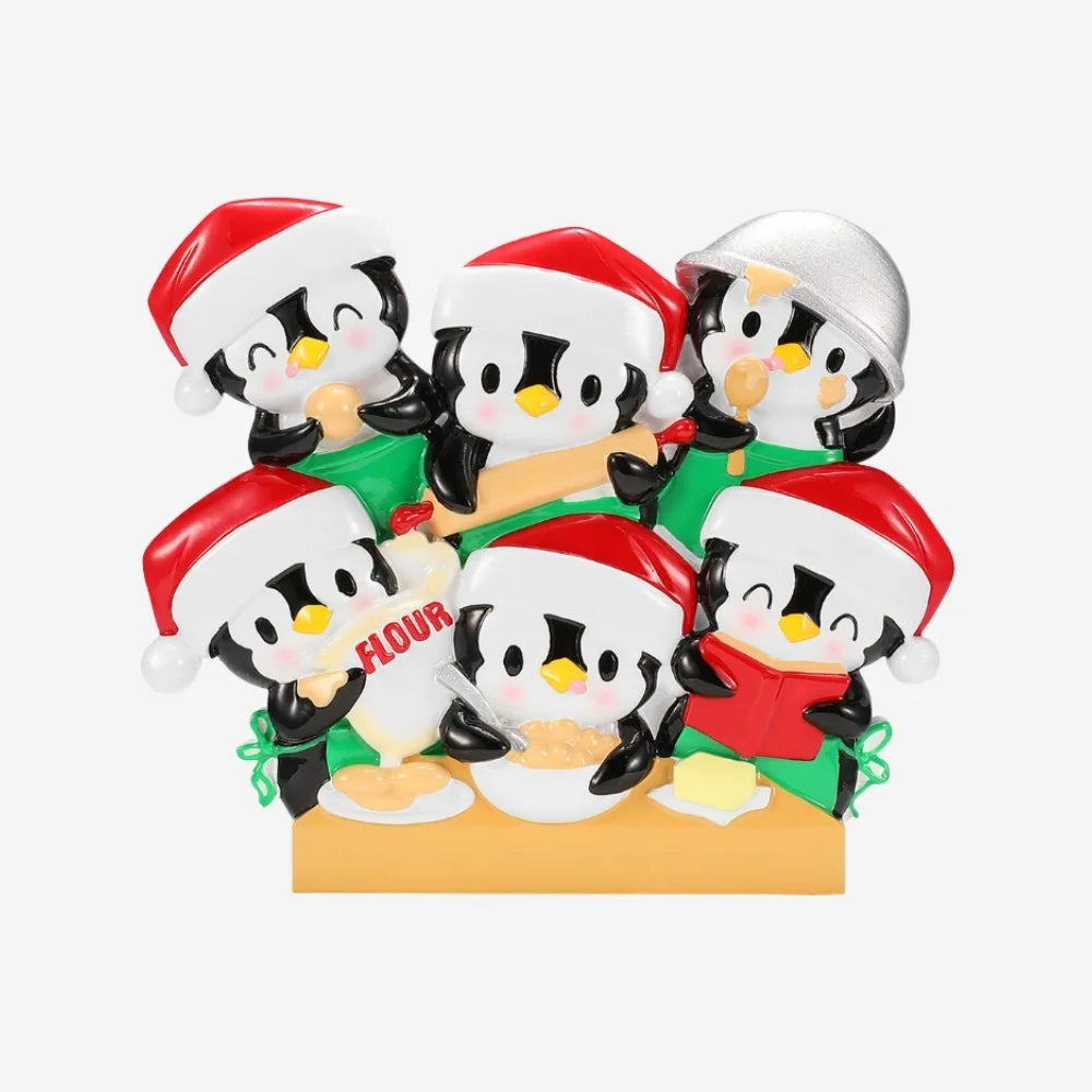 Penguin Baking Family of 6 Ornament