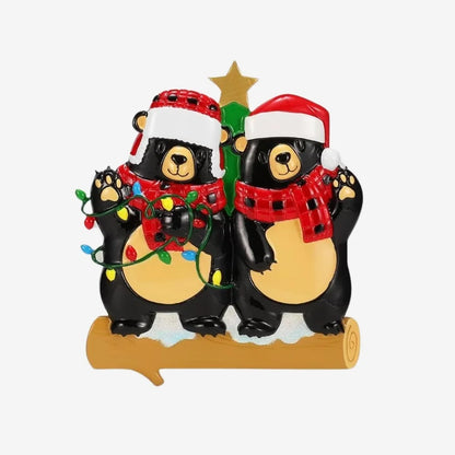 Bear with Scarf Couple Ornament