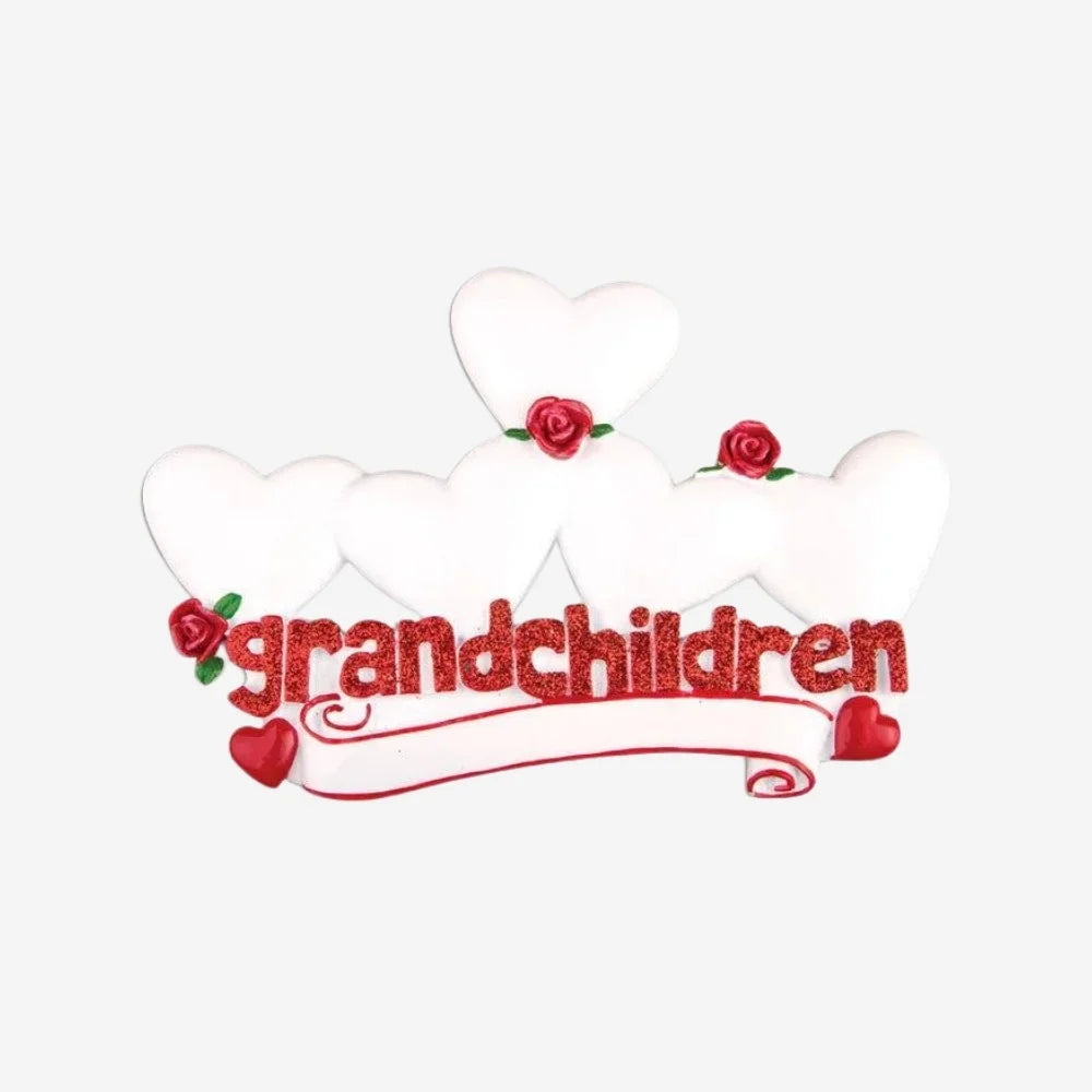 Grandchildren with Five Hearts Ornament