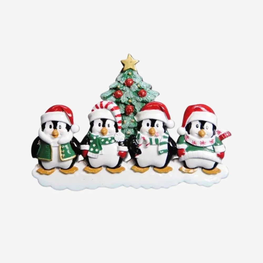 Winter Penguin Family of 4 Ornament