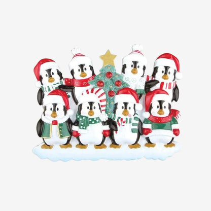 Winter Penguin Family of 8 Ornament