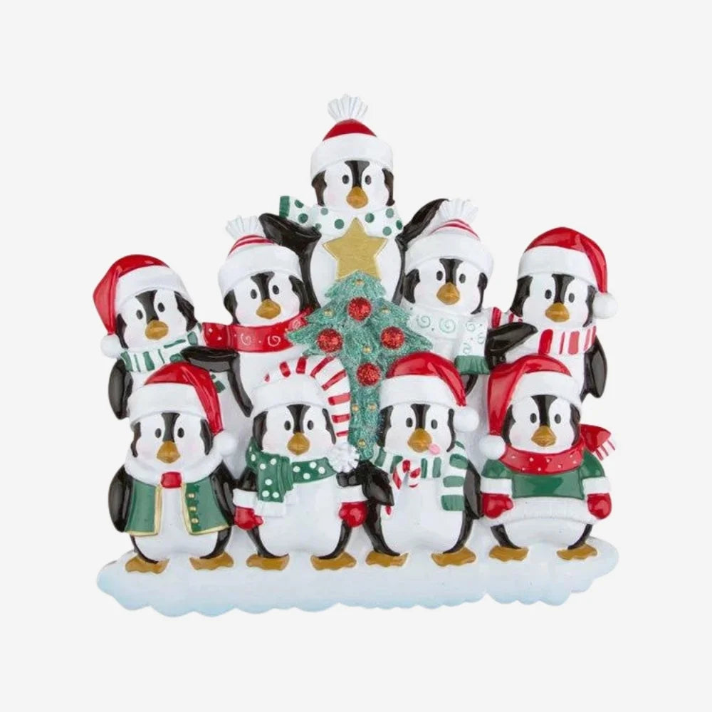 Winter Penguin Family of 9 Ornament