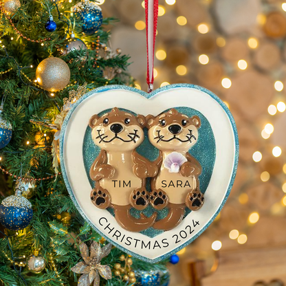 Personalized Otter Half Couple Ornament - Custom Holiday Gift