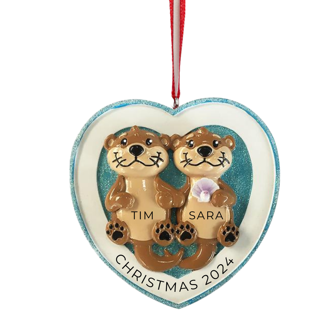 Personalized Otter Half Couple Ornament - Custom Holiday Gift