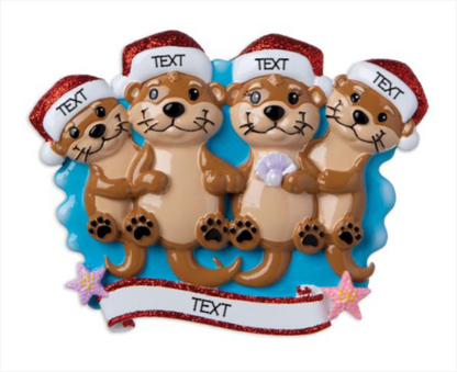 Otter family of 4 Ornament