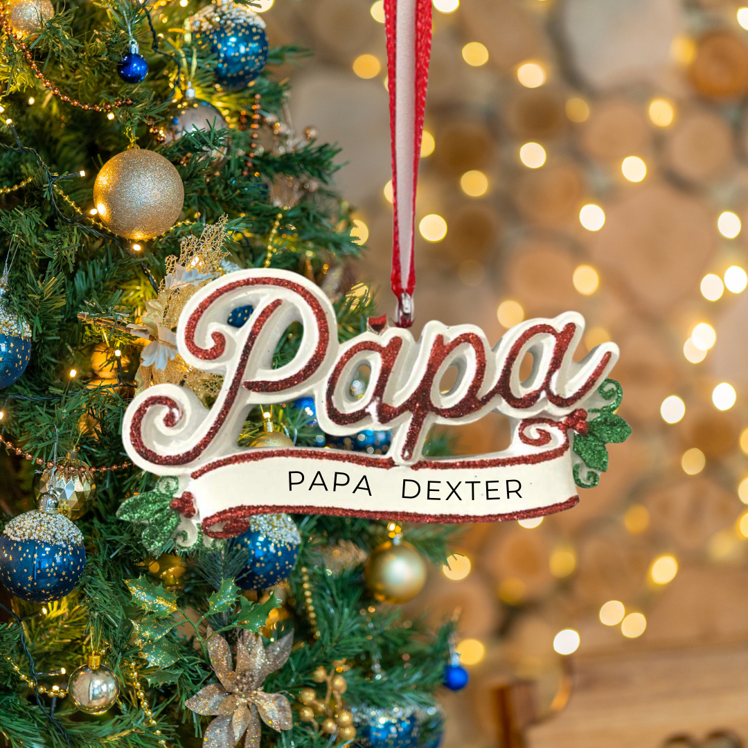 Personalized Papa Ornament - Custom Holiday Gift