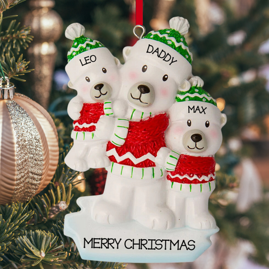 Personalized Parent with 2 Kid Ornament - Custom Holiday Gift