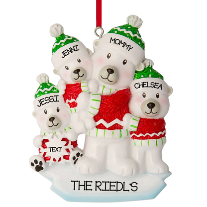 Personalized Parent with 3 Kid Ornament - Custom Holiday Gift