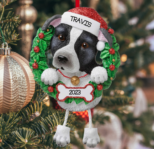 Personalized Pit bull Dog Ornament - Custom Holiday Gift