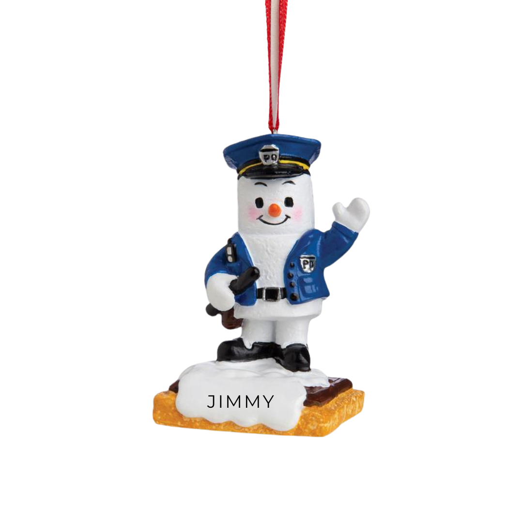 Personalized Police Snowman Ornament - Custom Holiday Gift