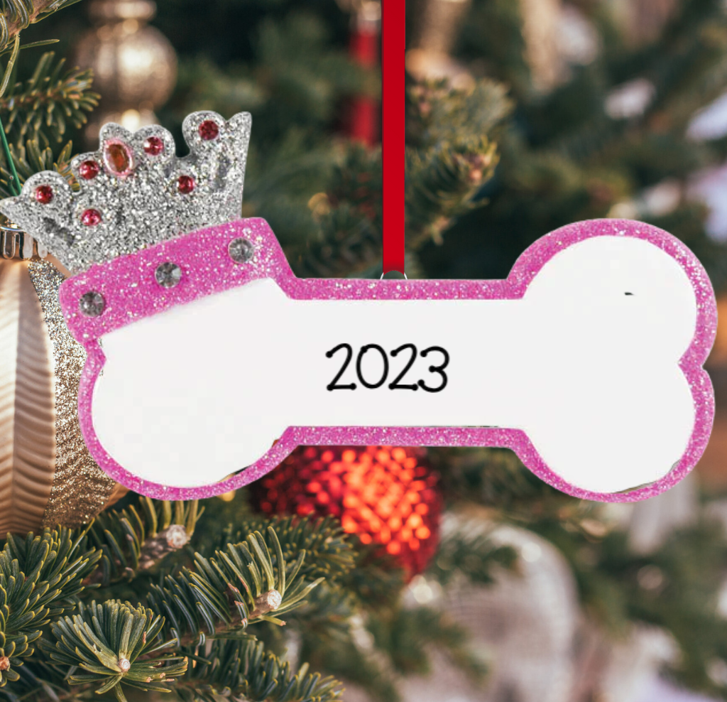 Personalized Princess Dog Bone Ornament - Custom Holiday Gift