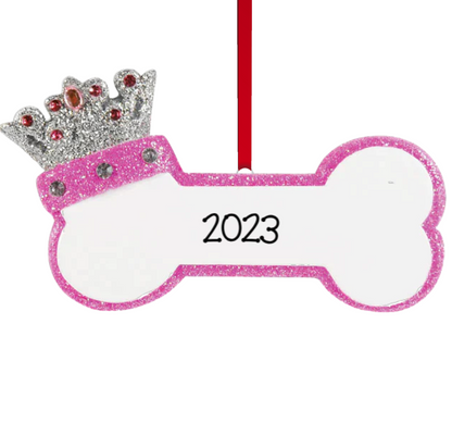 Personalized Princess Dog Bone Ornament - Custom Holiday Gift