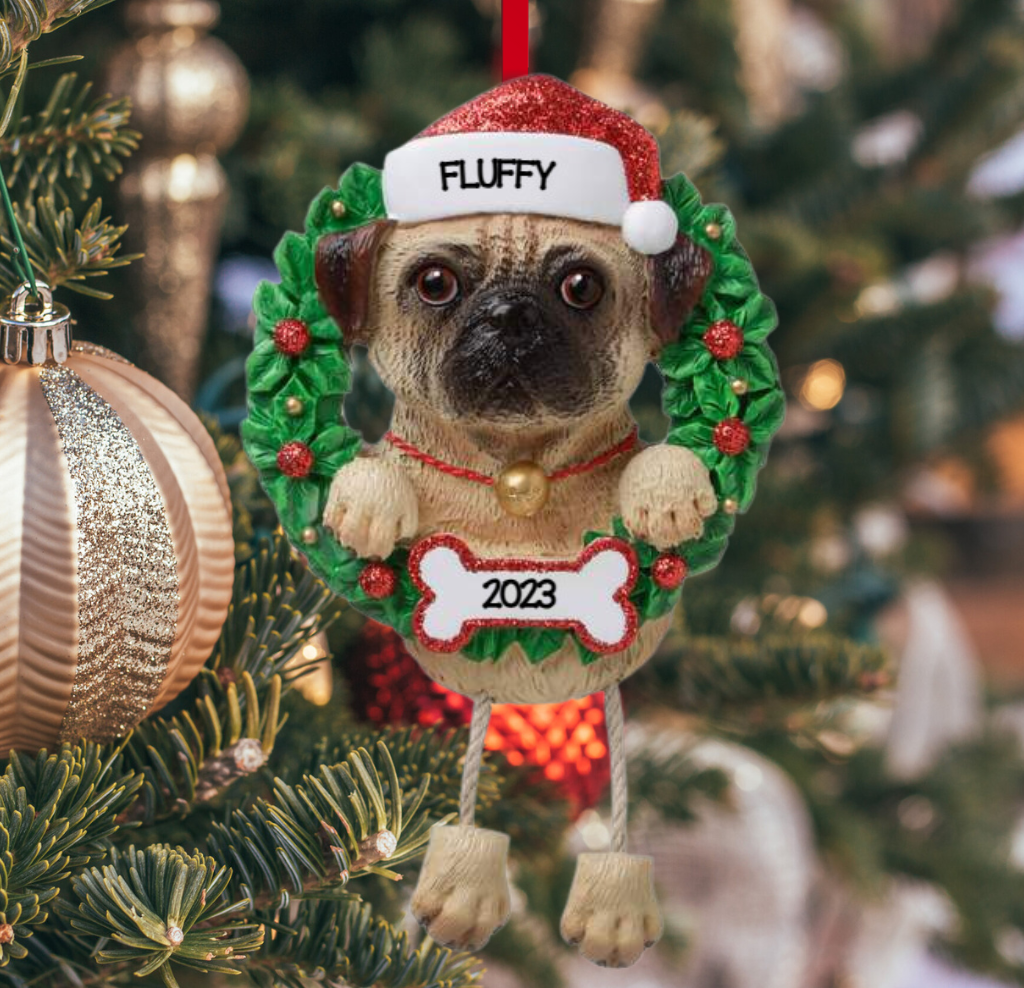 Personalized Pug Dog Ornament - Custom Holiday Gift