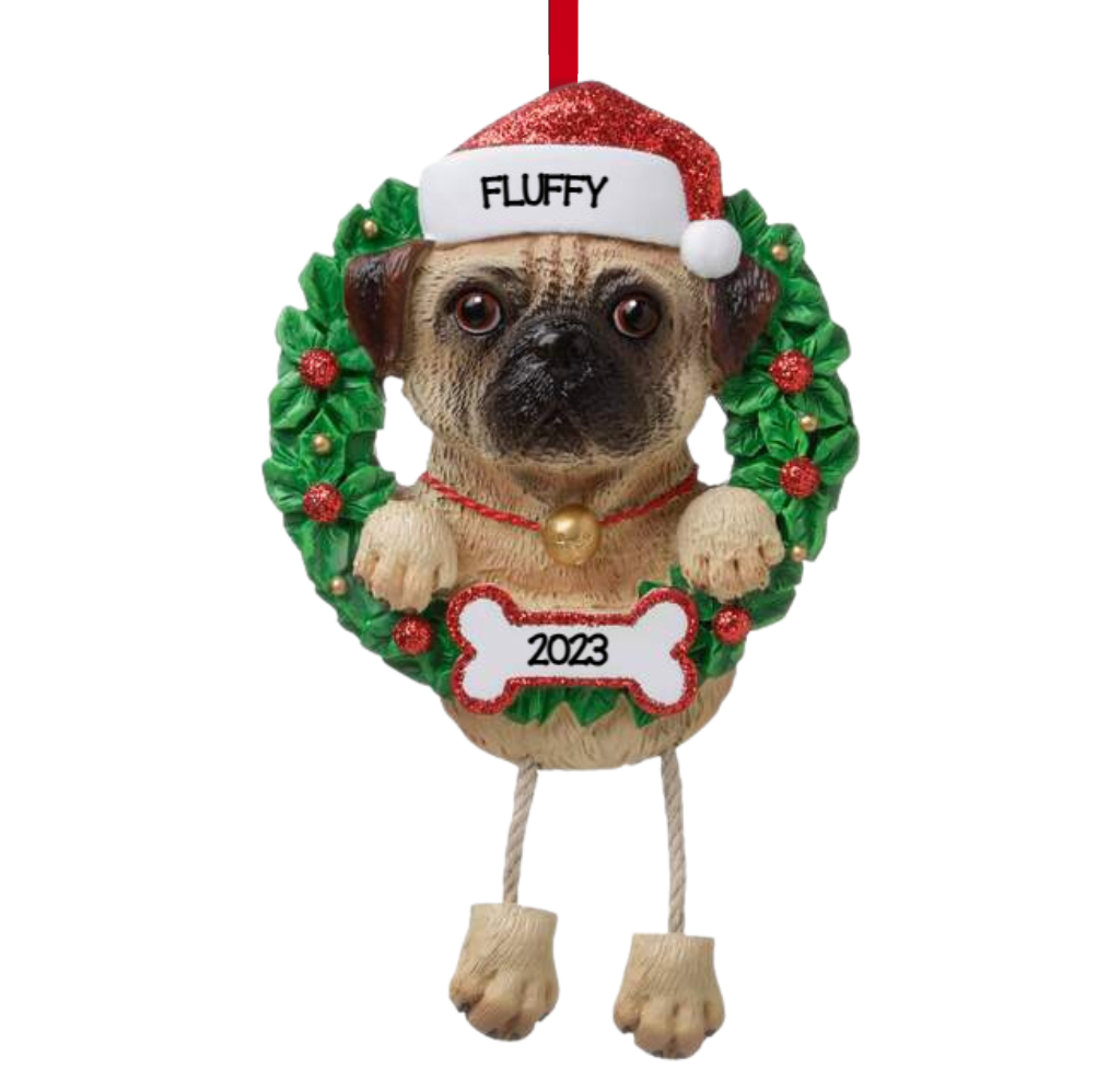 Personalized Pug Dog Ornament - Custom Holiday Gift