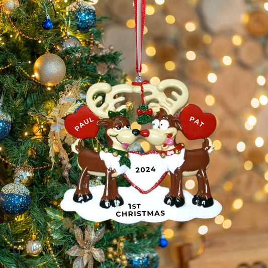 Personalized Reindeer Love Ornament - Custom Holiday Gift