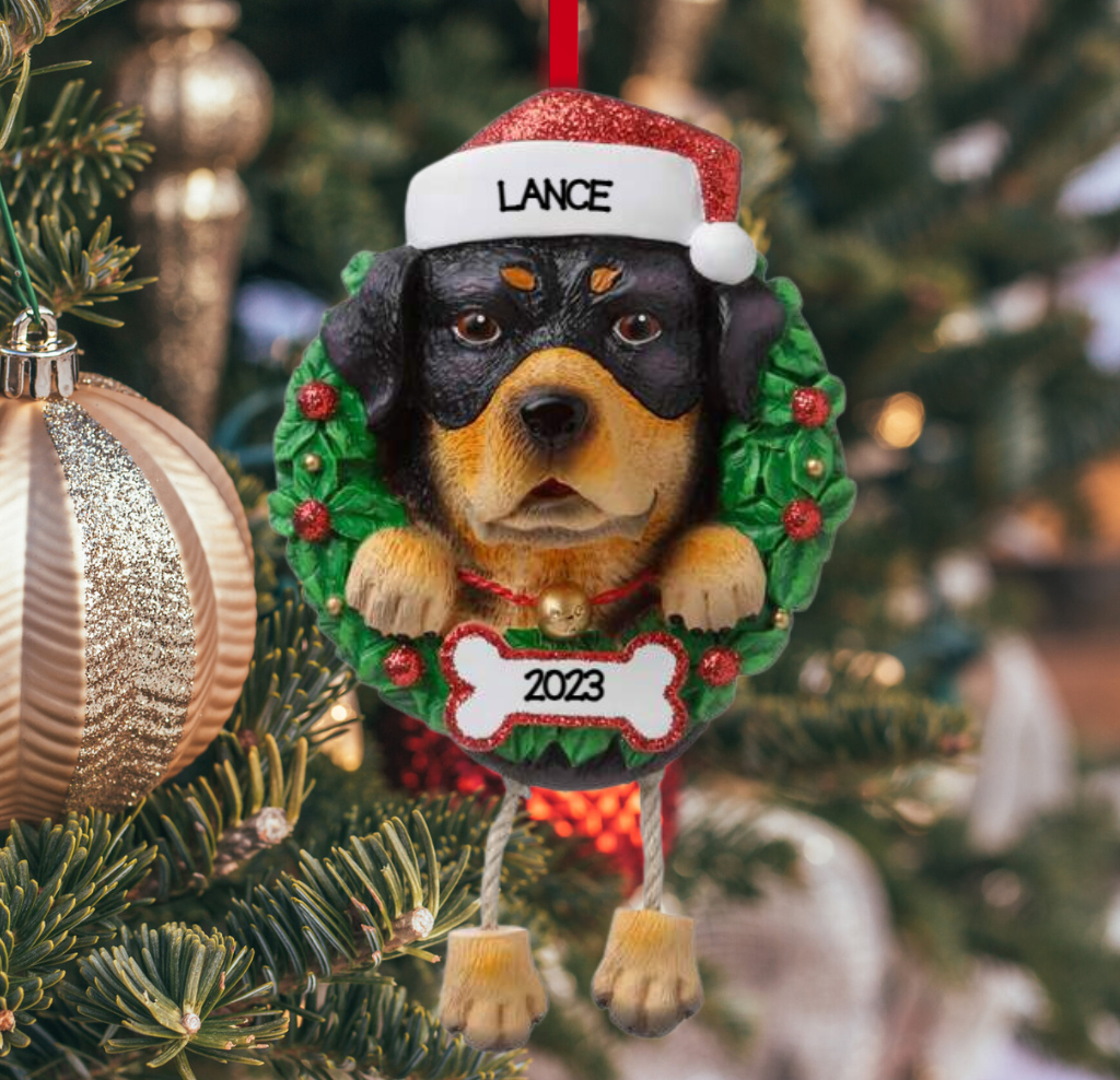 Personalized Rottweiler Dog Ornament - Custom Holiday Gift