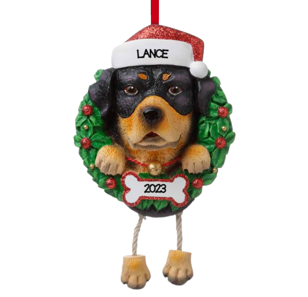 Personalized Rottweiler Dog Ornament - Custom Holiday Gift