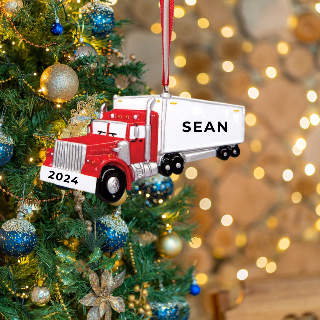 Personalized Semi / Transport Truck Ornament - Custom Holiday Gift