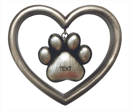 Silver Paw in Heart Ornament