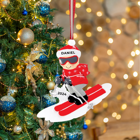 Personalized Skier Ornament - Custom Holiday Gift