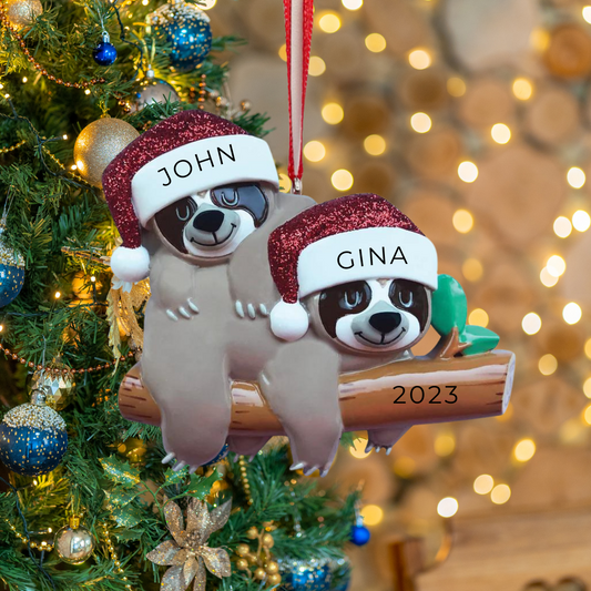 Personalized Sloth Family - Couple Ornament - Custom Holiday Gift