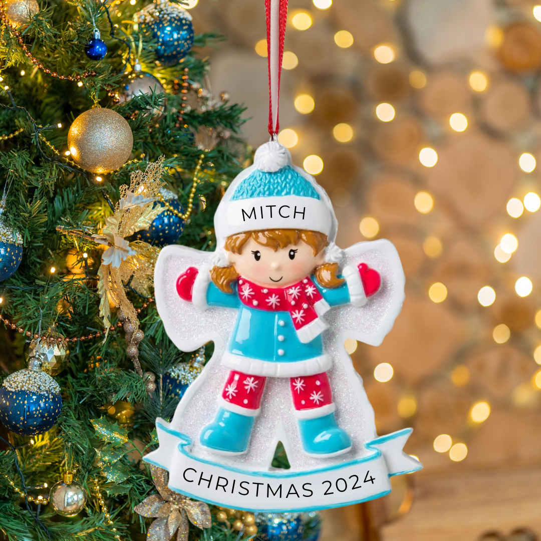 Personalized Snow Angel (Girl) Ornament - Custom Holiday Gift