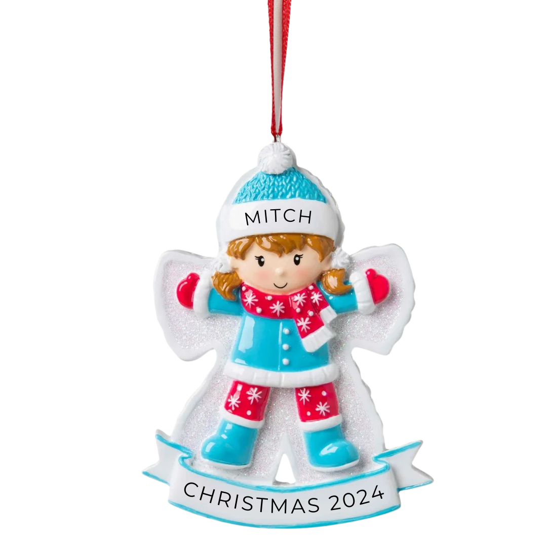 Personalized Snow Angel (Girl) Ornament - Custom Holiday Gift