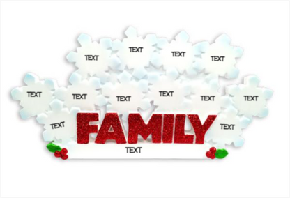 Personalized Snowflake Family of 11- Table Topper Stand Decoration - Custom Holiday Gift