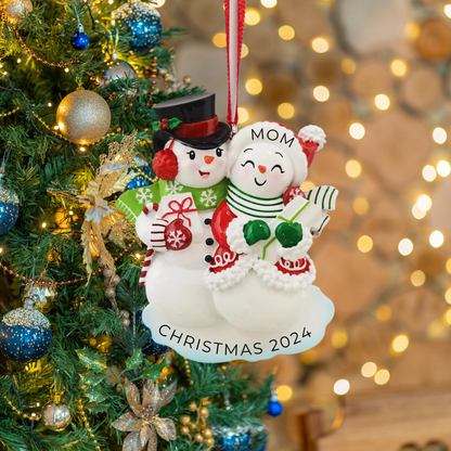 Personalized Snowman couple Ornament - Custom Holiday Gift