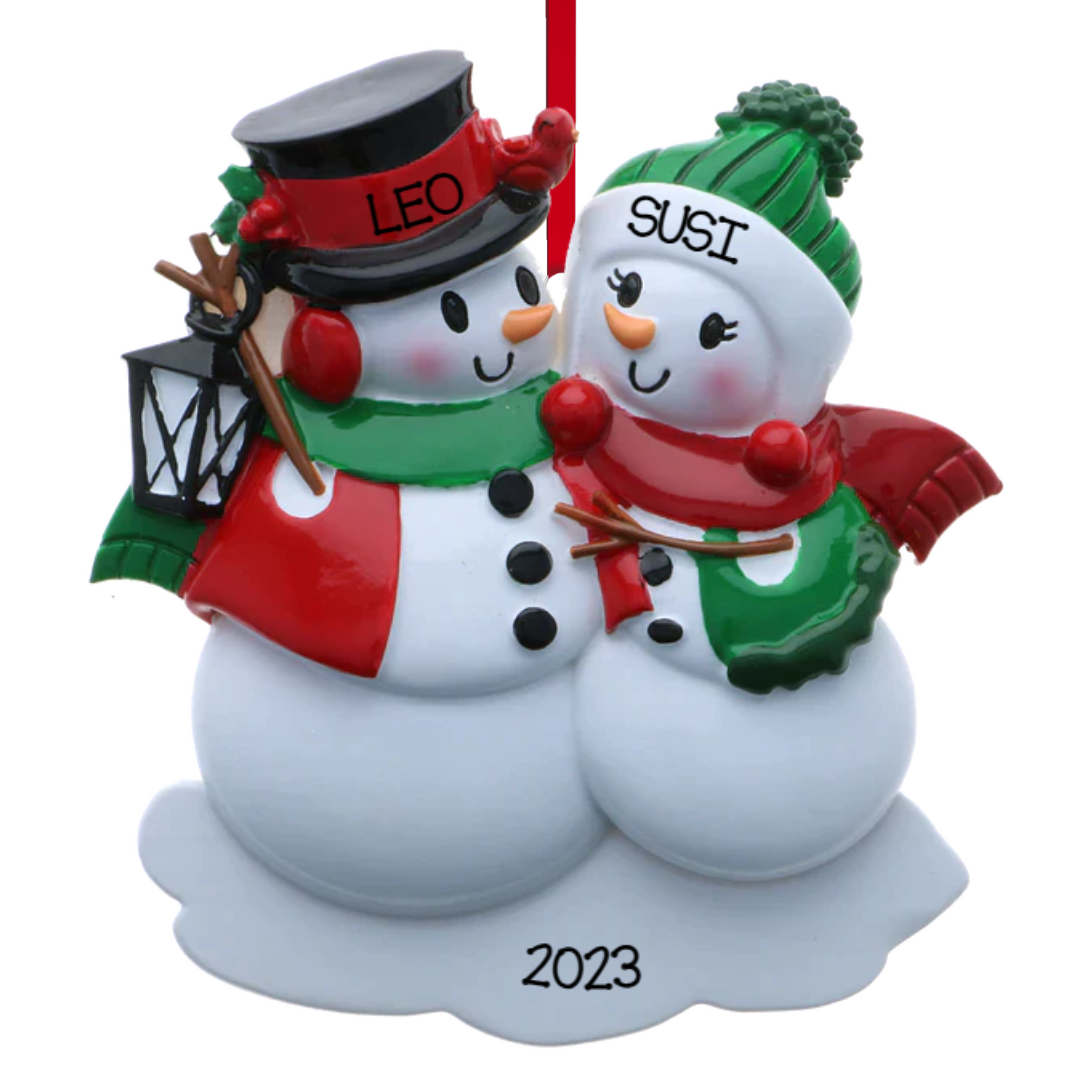 Personalized Snowman family - Couple Ornament - Custom Holiday Gift