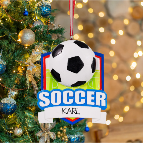 Personalized Soccer Ornament - Custom Holiday Gift