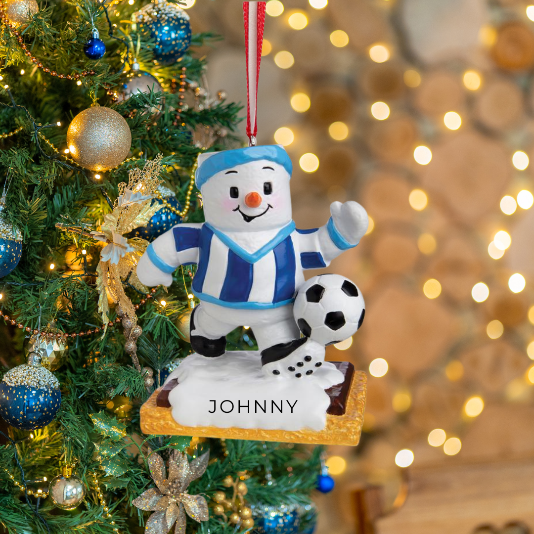 Personalized Soccer Snowman Ornament - Custom Holiday Gift