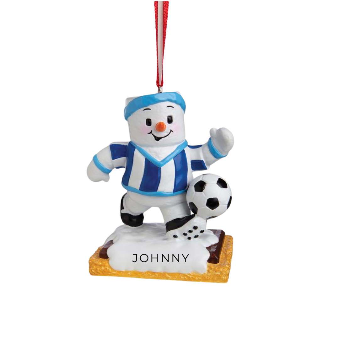 Personalized Soccer Snowman Ornament - Custom Holiday Gift