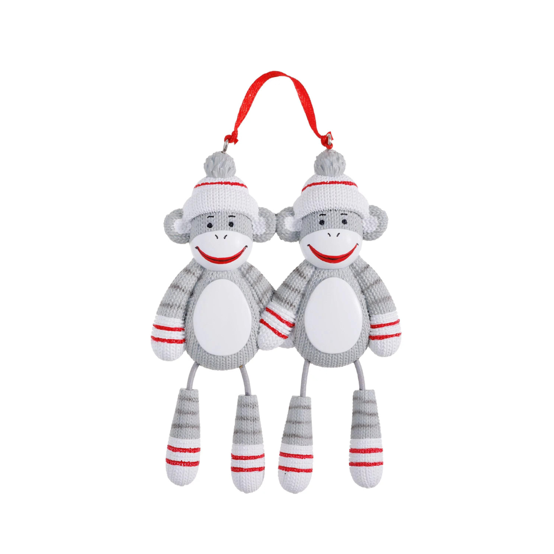 Personalized Sock monkey Couple Ornament - Custom Holiday Gift