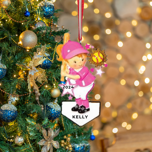 Personalized Softball Girl Player Ornament - Custom Holiday Gift