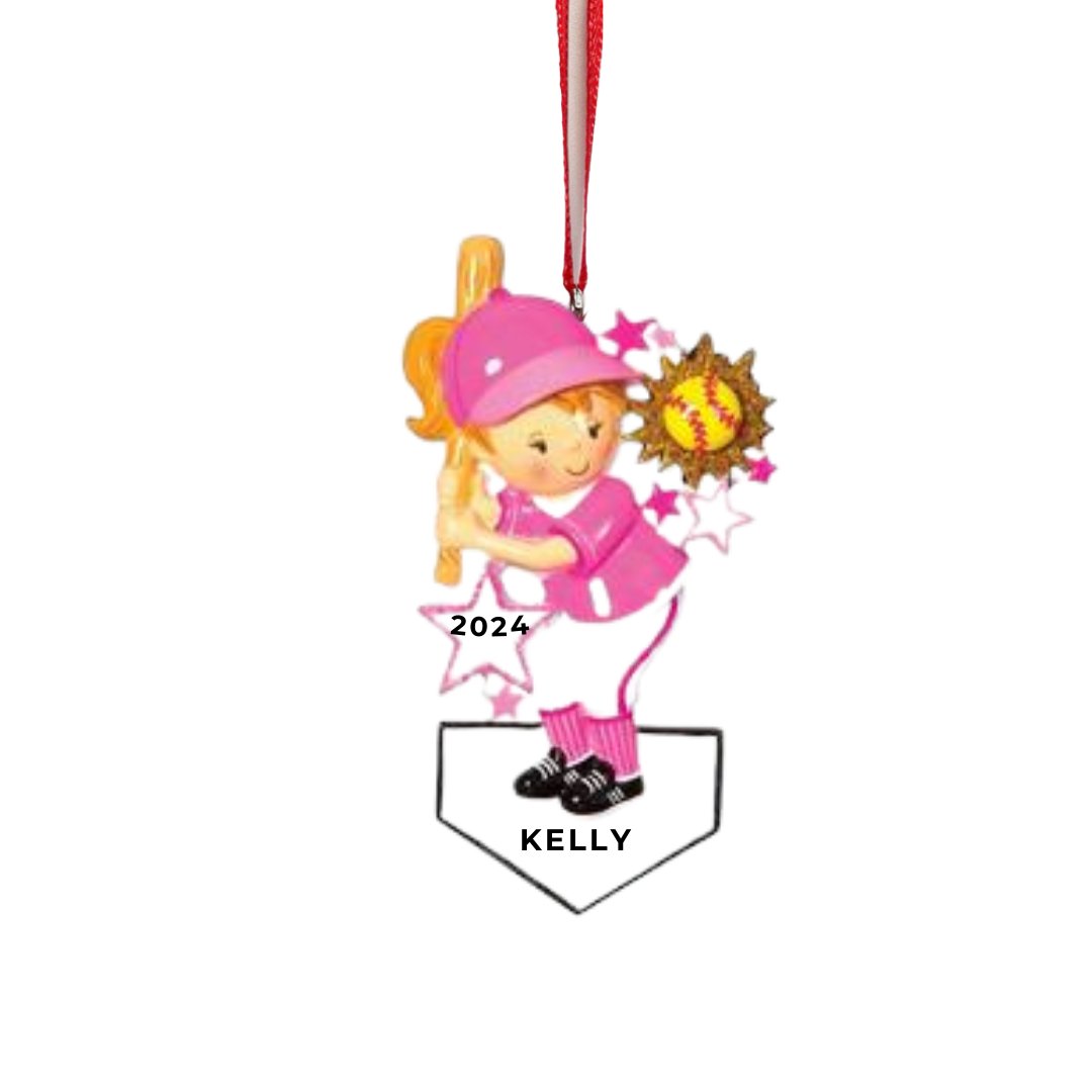 Personalized Softball Girl Player Ornament - Custom Holiday Gift