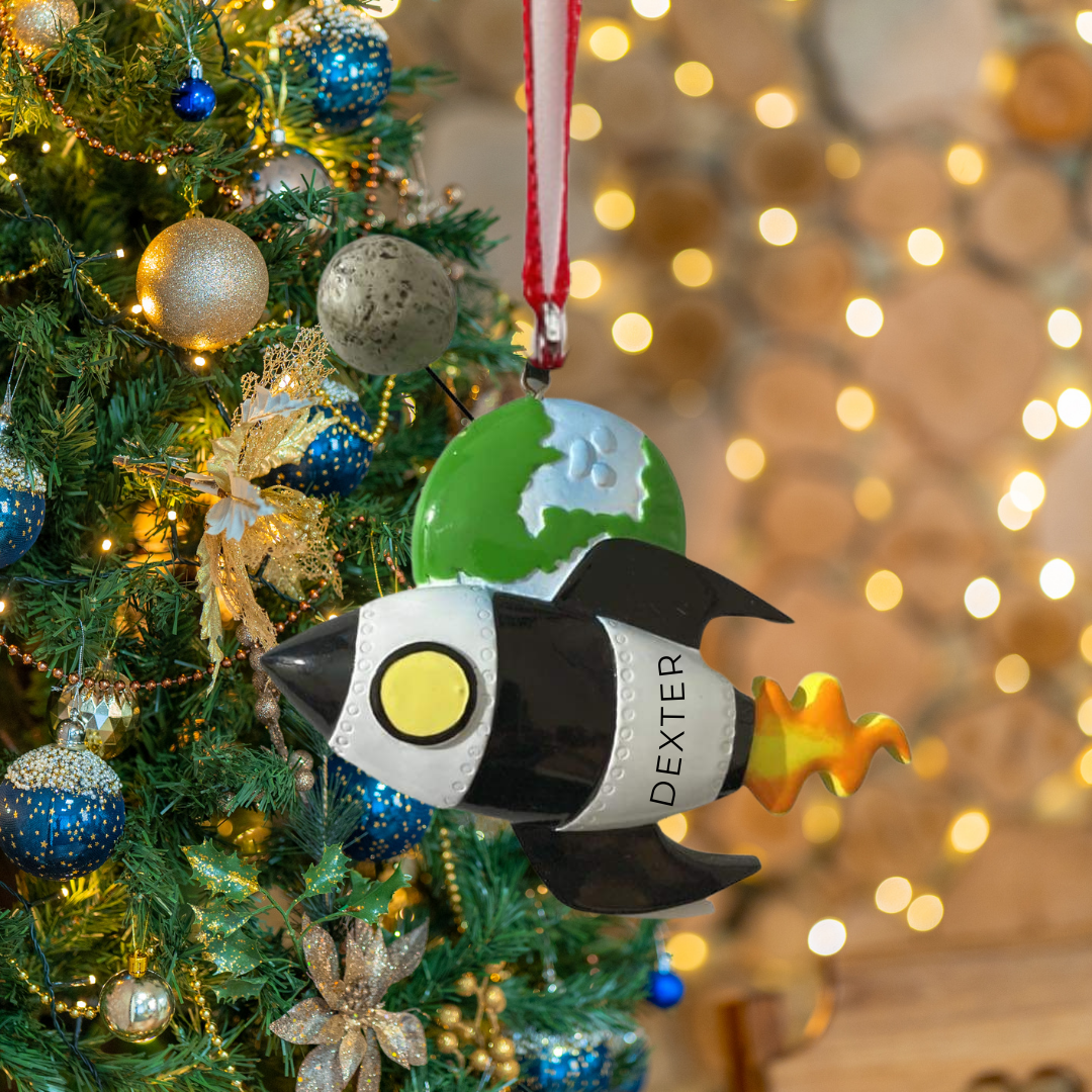 Personalized Spaceship Ornament - Custom Holiday Gift