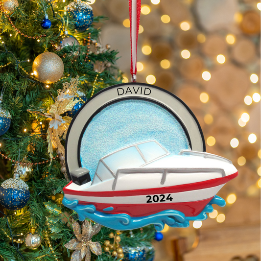 Personalized Speed Boat Ornament - Custom Holiday Gift