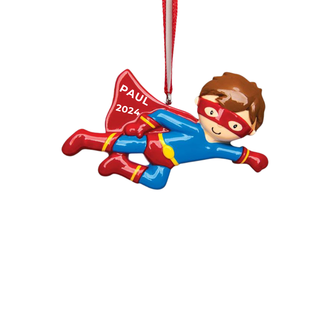 Personalized Super Hero Ornament - Custom Holiday Gift