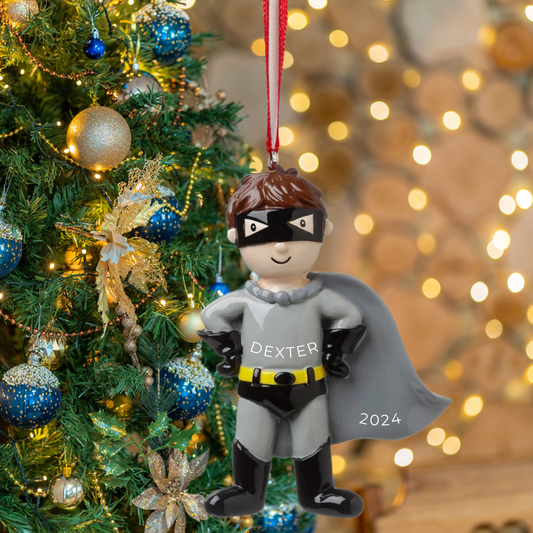 Personalized Superhero Ornament - Custom Holiday Gift