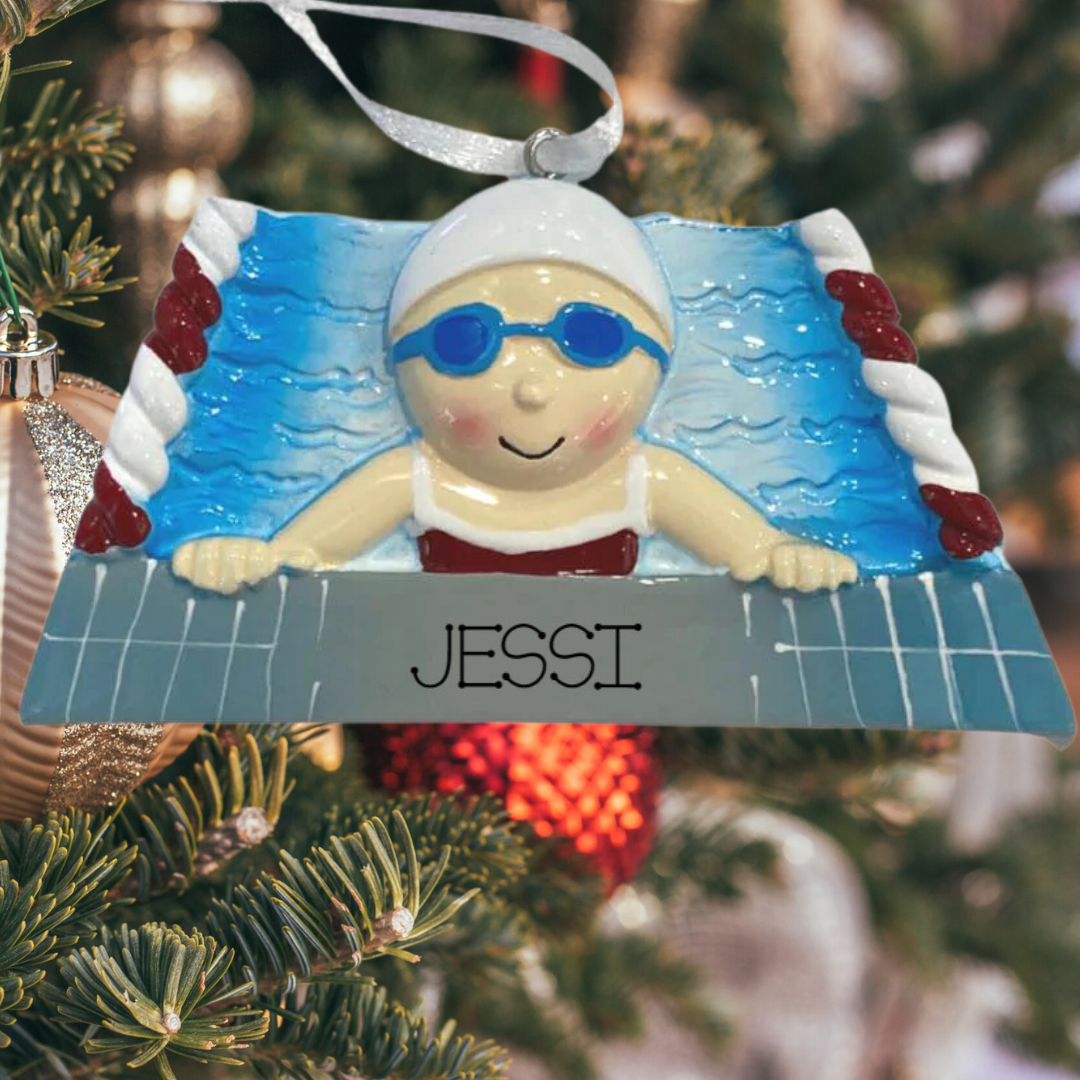 Personalized Swimmer Girl Ornament - Custom Holiday Gift