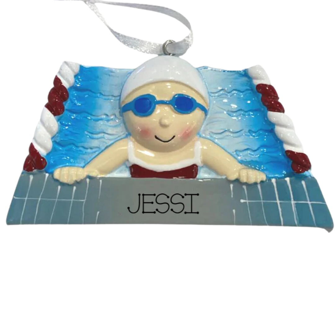 Personalized Swimmer Girl Ornament - Custom Holiday Gift