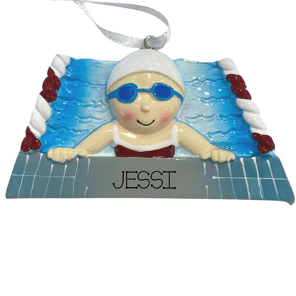 Personalized Swimmer Girl Ornament - Custom Holiday Gift