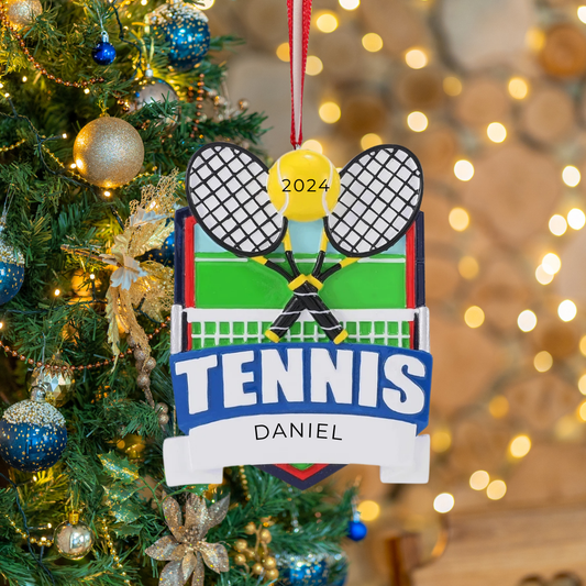 Personalized Tennis Shield Ornament - Custom Holiday Gift