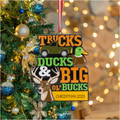 Personalized Truck, Ducks and Bucks Ornament - Custom Holiday Gift