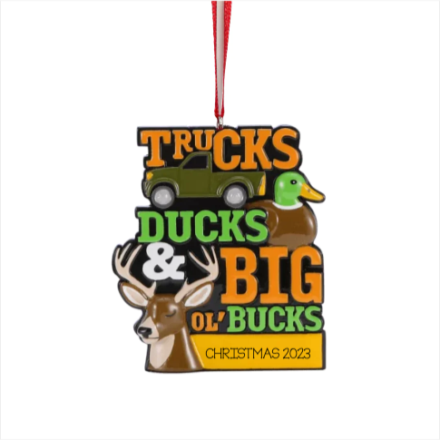 Personalized Truck, Ducks and Bucks Ornament - Custom Holiday Gift