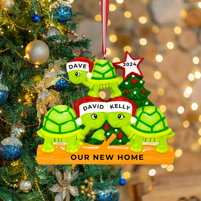 Personalized Turtle Family of 3 Ornament - Custom Holiday Gift